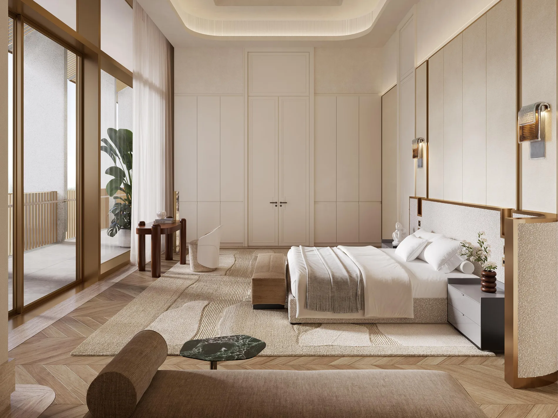 Penthouse primary bedroom — The Carlyle Residences Dubai