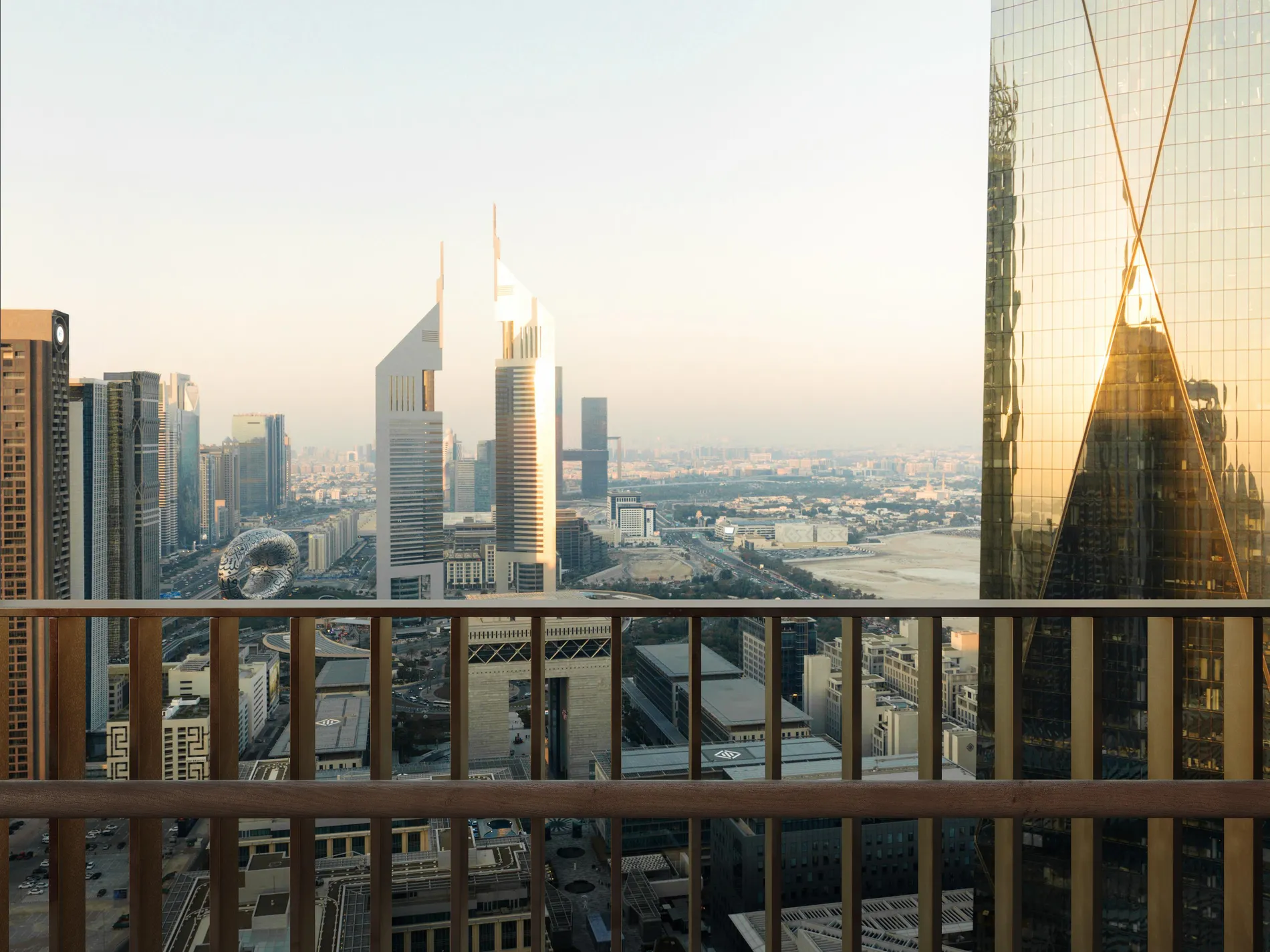View towards Emirates Towers from Carlyle Residences DIFC Dubai
